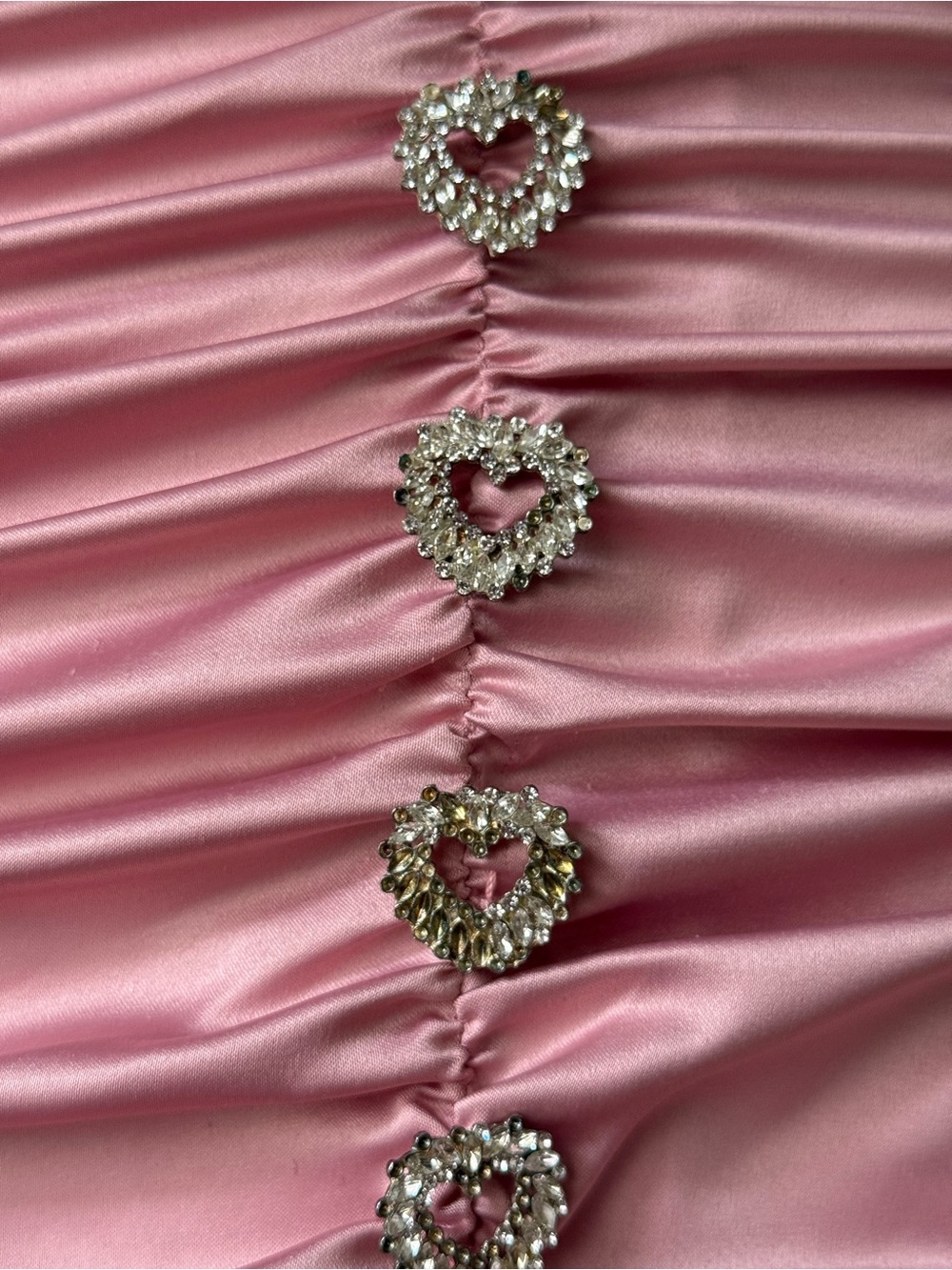 Rose Pink Satin Ruched Mini Dress with Long Sleeves - Picture 3 of 8